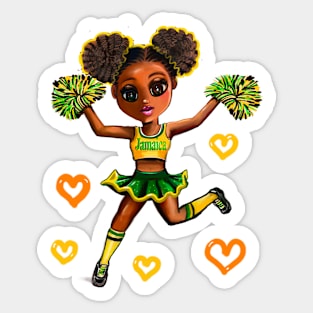 Jamaican girl cheerleader Reggae Rasta Jamaica Sticker